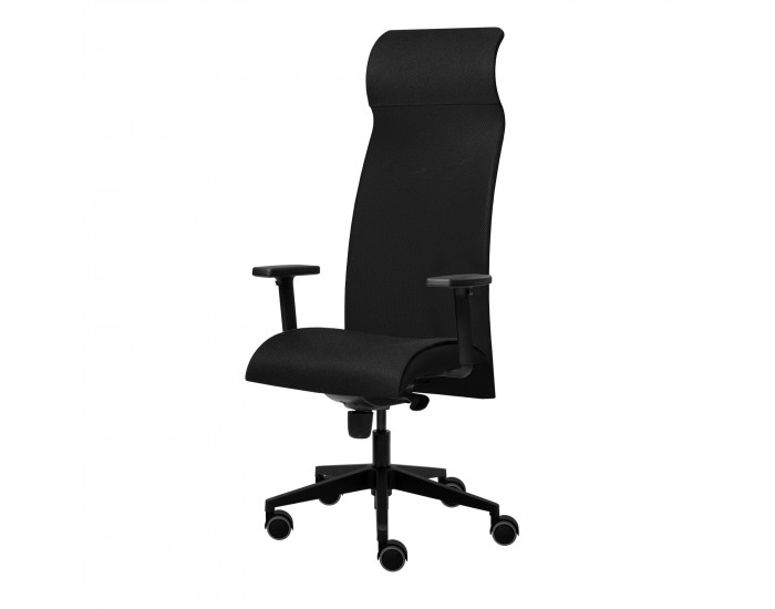 Ергономичен стол Tronhill Solium Executive, дамаска и меш, Synchronous механизъм, до 120 kg, черен
