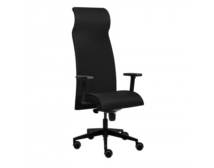 Ергономичен стол Tronhill Solium Executive, дамаска и меш, Synchronous механизъм, до 120 kg, черен