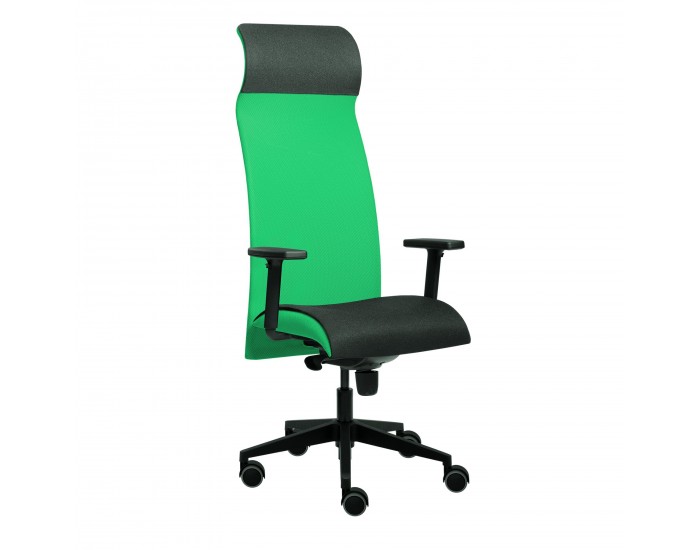 Ергономичен стол Tronhill Solium Executive, дамаска и меш, Synchronous механизъм, до 120 kg, зелен