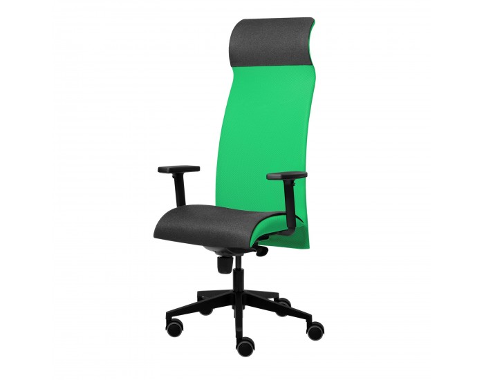Ергономичен стол Tronhill Solium Executive, дамаска и меш, Synchronous механизъм, до 120 kg, зелен
