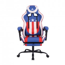 Геймърски стол RFG Max Game, екокожа, Multi-function механизъм, метална основа, до 150 kg, син и бял - Офис столове
