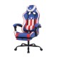 Геймърски стол RFG Max Game, екокожа, Multi-function механизъм, метална основа, до 150 kg, син и бял