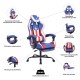 Геймърски стол RFG Max Game, екокожа, Multi-function механизъм, метална основа, до 150 kg, син и бял