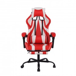 Геймърски стол RFG Max Game, екокожа, Multi-function механизъм, метална основа, до 150 kg, червен и бял - Офис столове