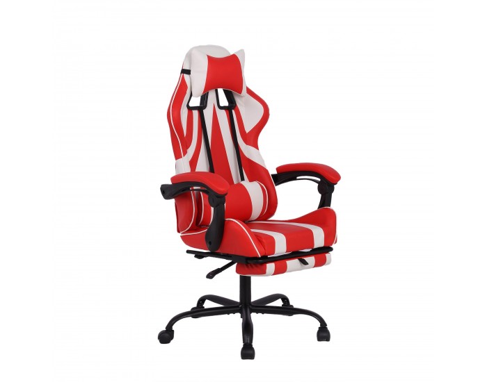 Геймърски стол RFG Max Game, екокожа, Multi-function механизъм, метална основа, до 150 kg, червен и бял