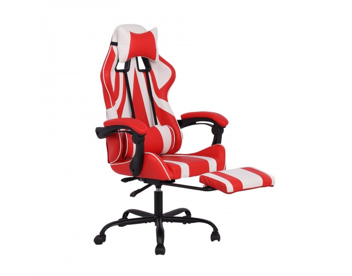 Геймърски стол RFG Max Game, екокожа, Multi-function механизъм, метална основа, до 150 kg, червен и бял