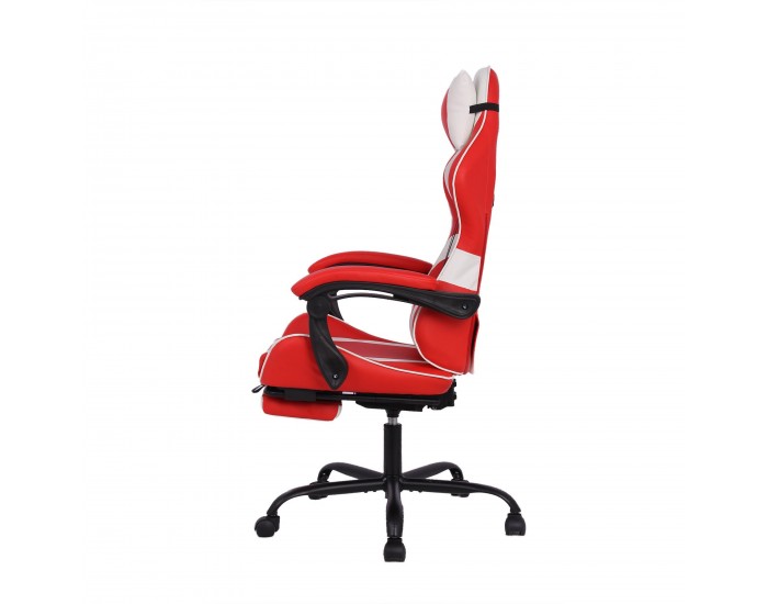 Геймърски стол RFG Max Game, екокожа, Multi-function механизъм, метална основа, до 150 kg, червен и бял