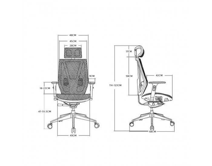 Ергономичен стол RFG TECH@LINE, Multi-function механизъм, до 250 kg, черен