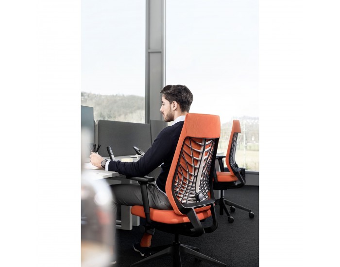 Eргономичен стол Interstuhl Joyce JC267, дамаска и меш, Synchronous механизъм, до 120 kg, светлосив/зелен
