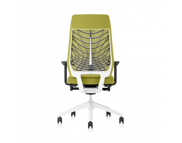 Eргономичен стол Interstuhl Joyce JC267, дамаска и меш, Synchronous механизъм, до 120 kg, светлосив/зелен