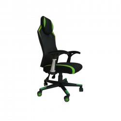 Геймърски стол RFG Soft Game, дамаска и меш, полиамидна основа, до 130 kg, черно-зелен - Офис столове