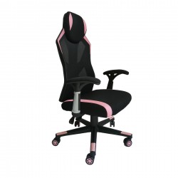 Геймърски стол RFG Soft Game, дамаска и меш, полиамидна основа, до 130 kg, черно-розов - Офис столове