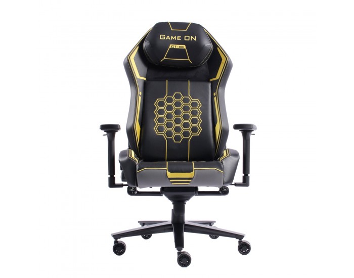 Геймърски стол RFG Game On, екокожа, Multi-function механизъм, метална основа, до 130 kg, черно-жълт