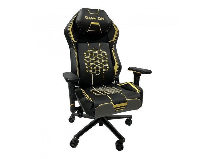 Геймърски стол RFG Game On, екокожа, Multi-function механизъм, метална основа, до 130 kg, черно-жълт
