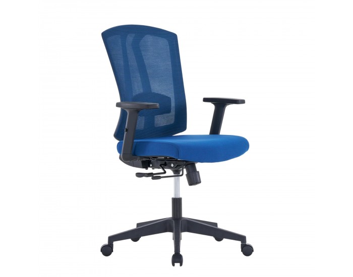 Ергономичен офис стол RFG Primo W, дамаска и меш, Multi-function механизъм, до 130 kg, син