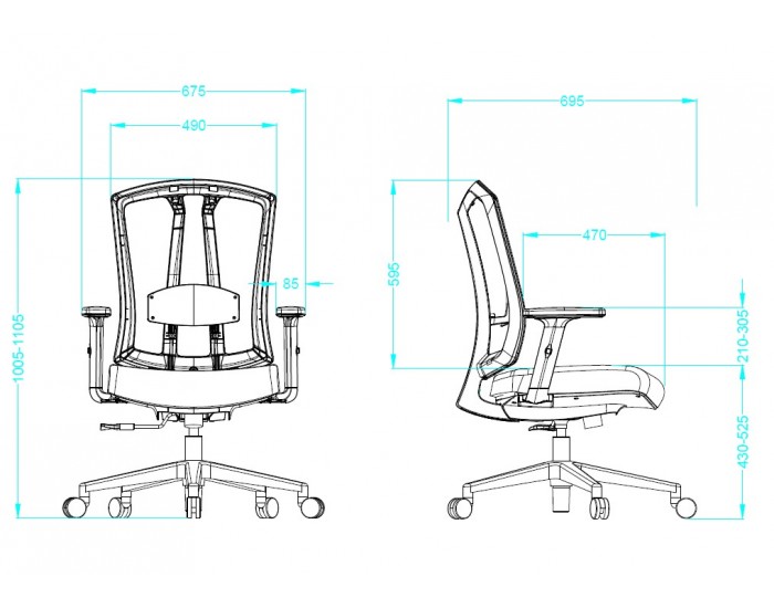 Ергономичен офис стол RFG Primo W, дамаска и меш, Multi-function механизъм, до 130 kg, син