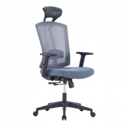 Ергономичен офис стол RFG Primo HB, дамаска и меш, до 130 kg, сив - Rfg