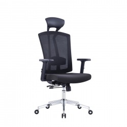 Ергономичен офис стол RFG Primo Lux Chrome HB, дамаска и меш, до 130 kg, черен - Rfg
