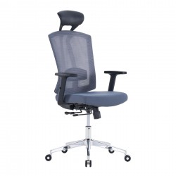 Ергономичен офис стол RFG Primo Lux Chrome HB, дамаска и меш, до 130 kg, сив - Rfg