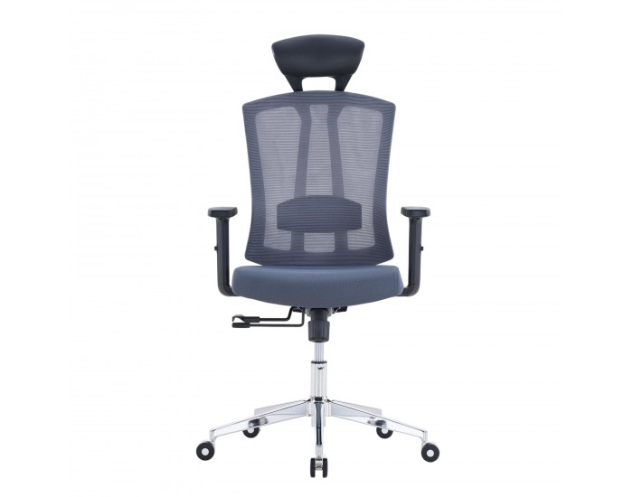 Ергономичен офис стол RFG Primo Lux Chrome HB, дамаска и меш, до 130 kg, сив