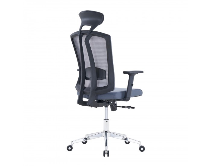 Ергономичен офис стол RFG Primo Lux Chrome HB, дамаска и меш, до 130 kg, сив