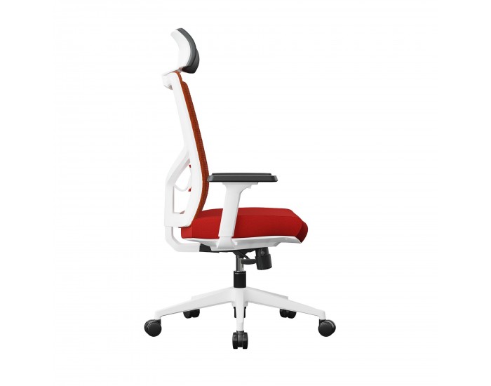 Ергономичен стол RFG Snow HB, дамаска и меш, Multi-function механизъм, до 120 kg, тъмночервена седалка, тъмночервена облегалка
