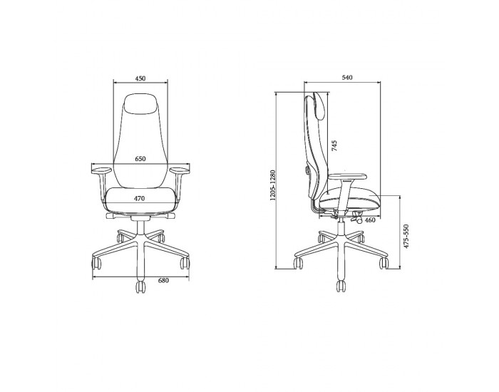 Ергономичен стол RFG Matis HB, дамаска, до 130 kg, черен