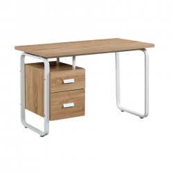 Офис бюро RFG Shape O, 120 х 60 х 76 cm, меламин дъб, бял метал, с контейнер - Rfg