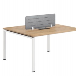 Бюро RFG Бенч Monaco, двуместно, 1400 х 1200 х 750 mm, ПДЧ 25 mm, плот бряст, бели метални крака - Rfg