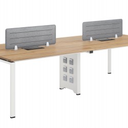 Бюро RFG Бенч Monaco, четириместно, 2800 х 1200 х 750 mm, ПДЧ 25 mm, плот бряст, бели метални крака - Rfg