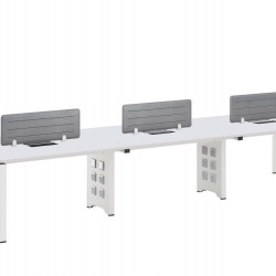 Бюро RFG Бенч Monaco, шестместно, 4200 х 1200 х 750 mm, ПДЧ 25 mm, метални крака, бяло - Rfg