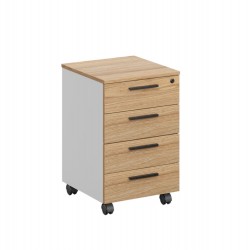 Контейнер за бюро RFG Monaco, с 4 чекмеджета, 400 х 500 х 620 mm, с ключ, ПДЧ, бряст и бяло - Rfg