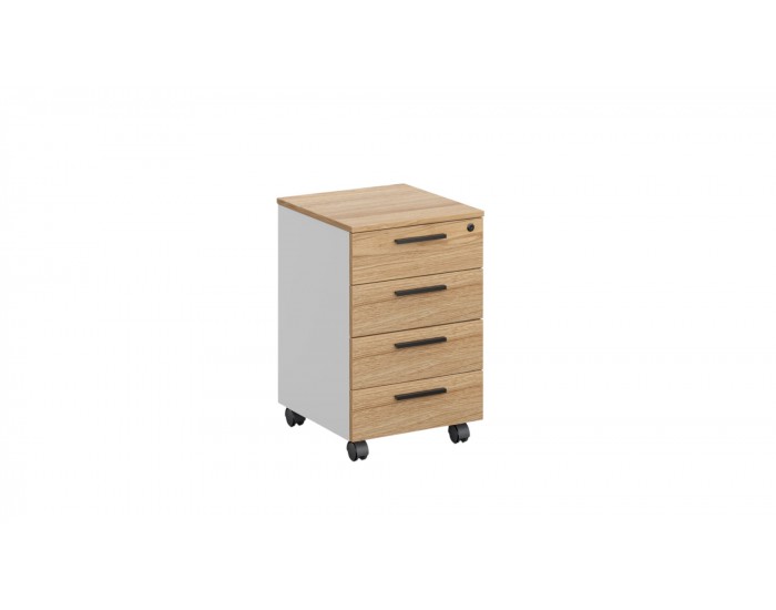 Контейнер за бюро RFG Monaco, с 4 чекмеджета, 400 х 500 х 620 mm, с ключ, ПДЧ, бряст и бяло