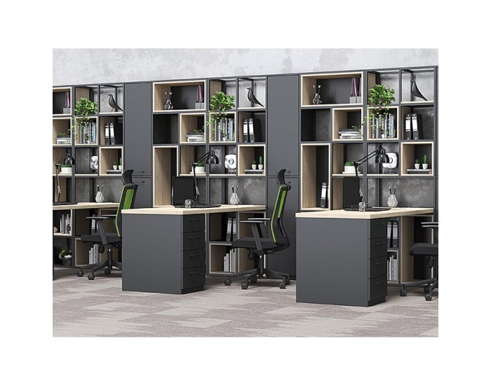 Стелаж RFG Boxi M, метален, 72 х 37 х 212 cm, черен