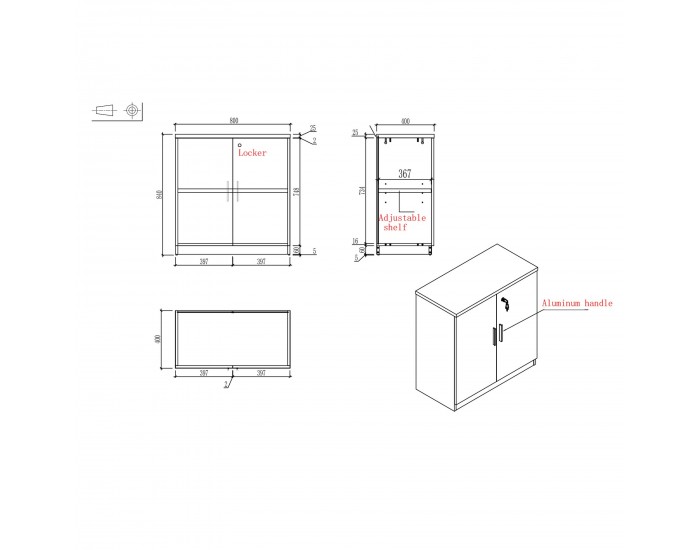 Шкаф RFG Monaco, 800 х 400 х 840 mm, ПДЧ, бряст и бяло