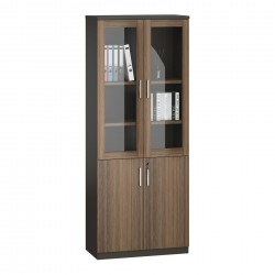 Шкаф RFG Chicago, със стъклени врати, 800 х 400 х 2000 mm, ПДЧ, дъб Рейн и тъмносиво - Rfg