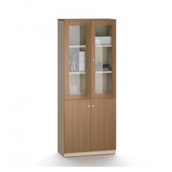 Шкаф RFG Paris, със стъклени врати, 800 х 400 х 2000 mm, ПДЧ, орех и светлосиво - Rfg