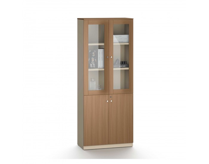 Шкаф RFG Paris, със стъклени врати, 800 х 400 х 2000 mm, ПДЧ, орех и светлосиво