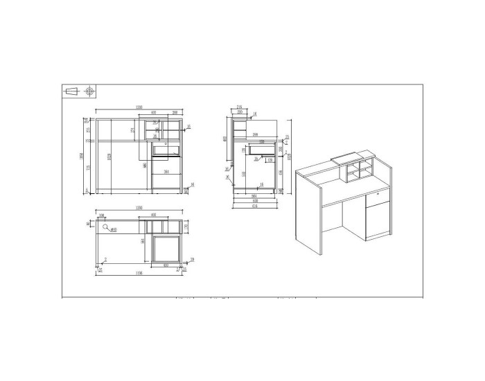 Рецепция RFG Ravena, 1200 х 632 х 1066 mm, ПДЧ, бяло-черна