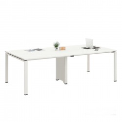 Заседателна маса RFG Monaco, 2400 х 1200 х 750 mm, правоъгълен плот, ПДЧ 25 mm, метална основа, бяла - Rfg