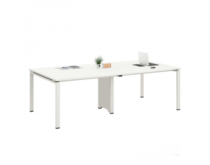 Заседателна маса RFG Monaco, 2400 х 1200 х 750 mm, правоъгълен плот, ПДЧ 25 mm, метална основа, бяла