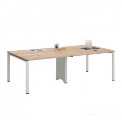 Заседателна маса RFG Monaco, 2400 х 1200 х 750 mm, правоъгълен плот, ПДЧ 25 mm, метална основа, плот бряст, бял метал - Rfg