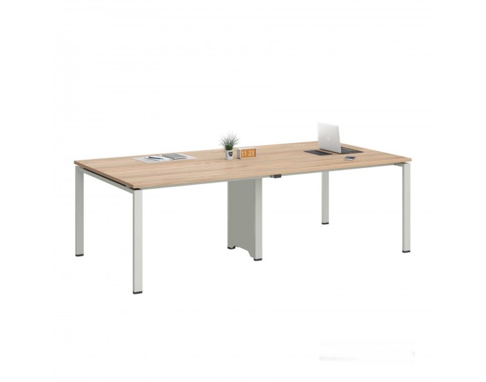 Заседателна маса RFG Monaco, 2400 х 1200 х 750 mm, правоъгълен плот, ПДЧ 25 mm, метална основа, плот бряст, бял метал