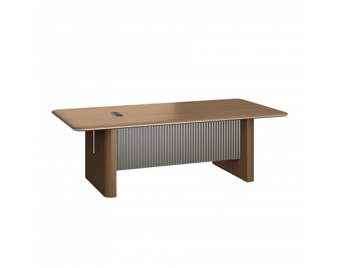 Заседателна маса RFG Parma, 2400 х 1200 х 750 mm, правоъгълен плот, ПДЧ 50 mm, орех и перлен графит