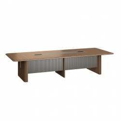 Заседателна маса RFG Parma, 3600 х 1400 х 750 mm, правоъгълен плот, ПДЧ 50 mm, орех и перлен графит - Rfg