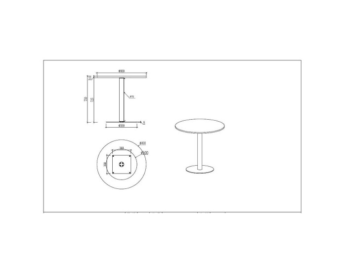 Заседателна маса RFG Barry, 800 х 800 х 750 mm, кръгъл плот, ПДЧ 25 mm, метална основа, бяла