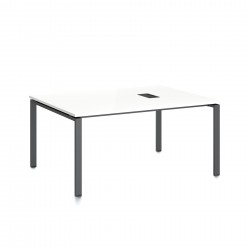 Заседателна маса RFG Monaco, 1600 x 1200 x 750 mm, ПДЧ 25 mm, с отвор за кабели, бял плот, черни метални крака - Rfg