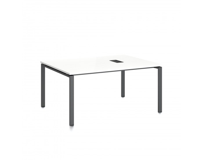 Заседателна маса RFG Monaco, 1600 x 1200 x 750 mm, ПДЧ 25 mm, с отвор за кабели, бял плот, черни метални крака