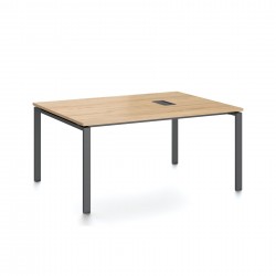 Заседателна маса RFG Monaco, 1600 x 1200 x 750 mm, ПДЧ 25 mm, с отвор за кабели, плот бряст, черни метални крака - Rfg