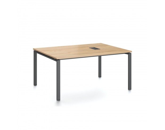 Заседателна маса RFG Monaco, 1600 x 1200 x 750 mm, ПДЧ 25 mm, с отвор за кабели, плот бряст, черни метални крака